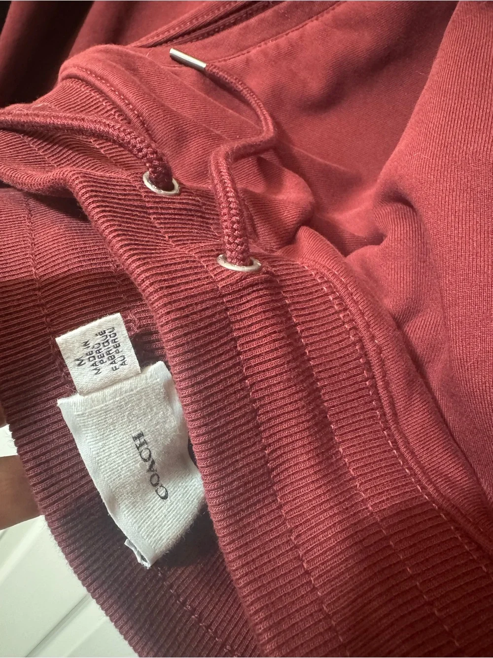 Coach jogger SET Burgundy Pullover Sweatshirt with White Logo Print